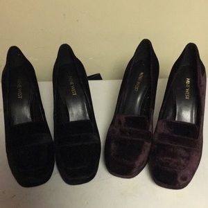 TWO PAIRS- NINE WEST DAKIMO VELVET LOAFER PLATFORM